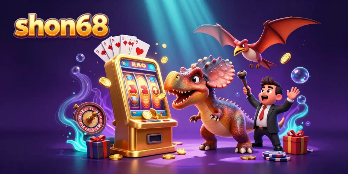 shon68 showcases a pachycephalosaurus hitting a golden slot machine, jackpot coins flying everywhere