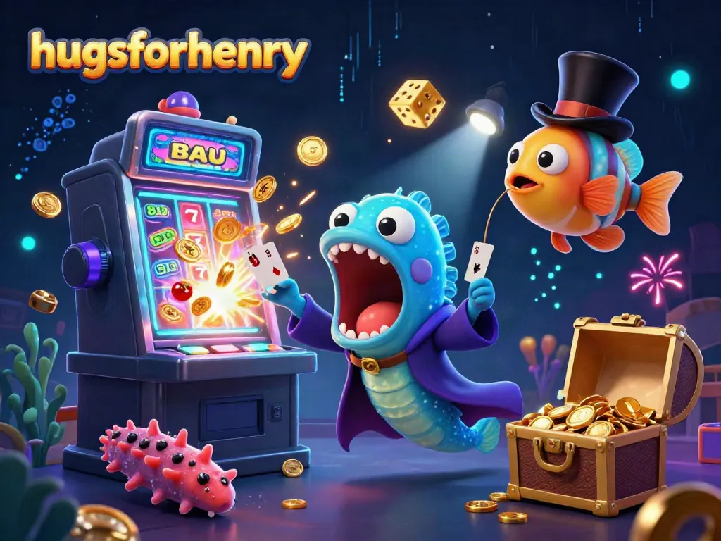 Engage with the exhilarating magic of Hugs for Henry featuring a vibrant casino scene
