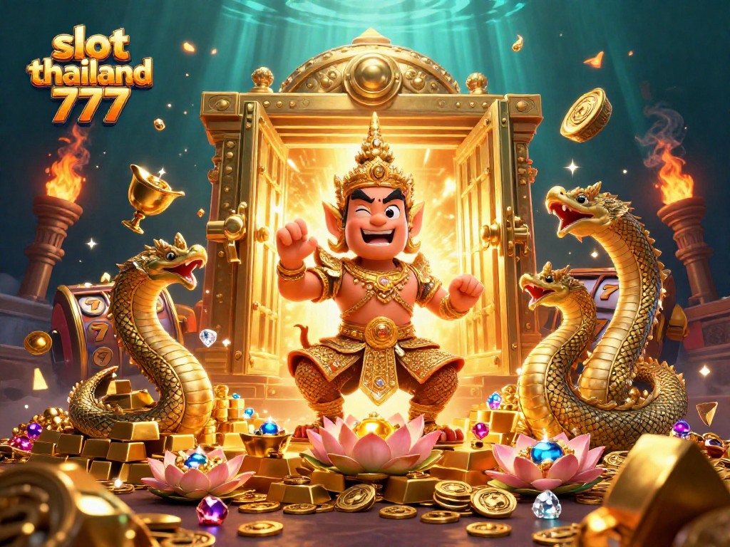 Engage with slot thailand 777 as golden treasures and a friendly guardian charm players in an exhilarating casino scene.