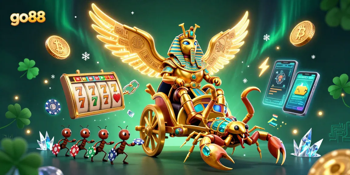 Engage in thrilling gameplay at go88 with dazzling slots and jackpots in a vibrant illustration.