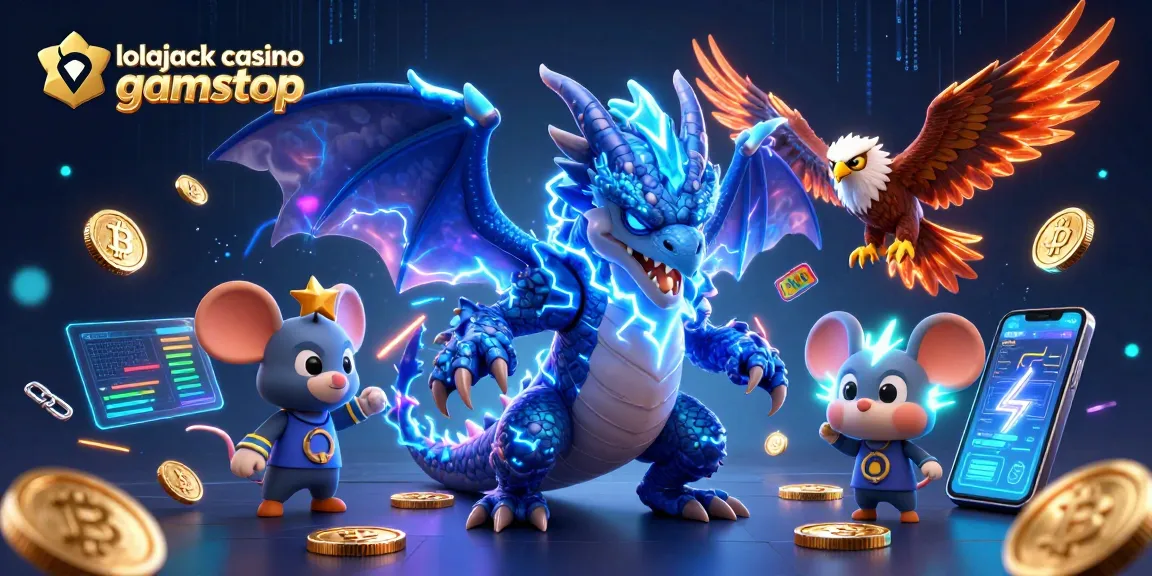 Experience fast-paced action at lolajack casino gamstop with vibrant 3D elements capturing the excitement of gaming.