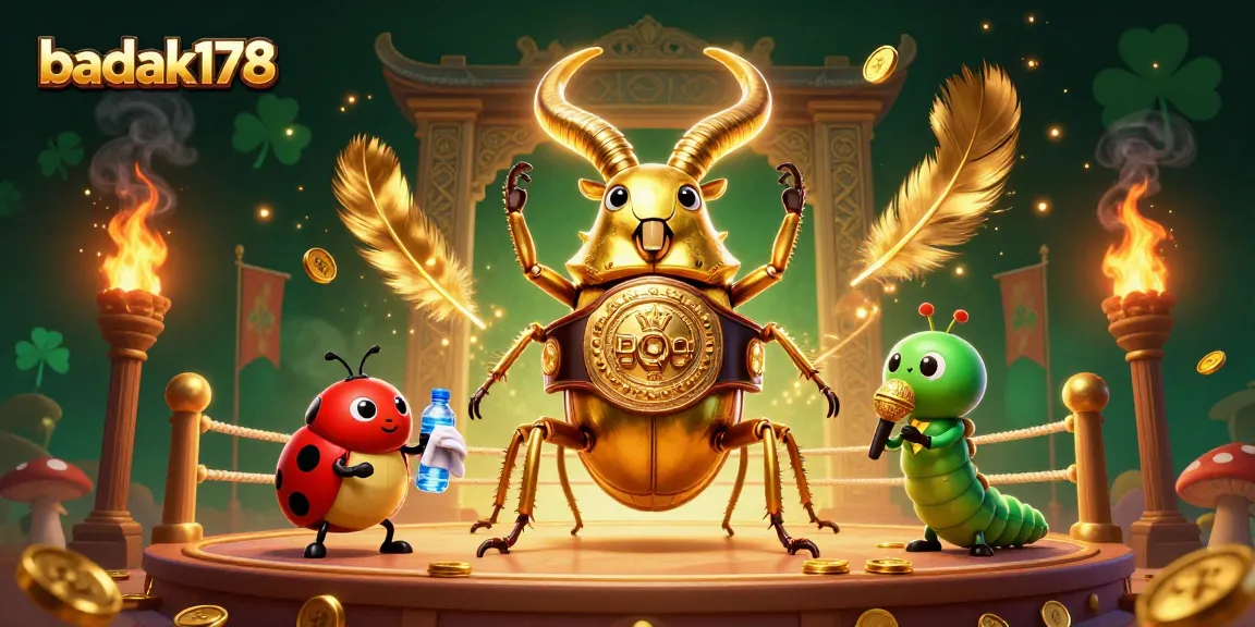 Experience the excitement of badak178 with this vibrant casino scene featuring a boxing beetle.