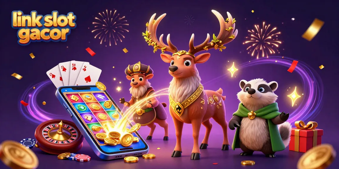 Experience thrilling wins with link slot gacor in a vibrant 3D casino illustration.