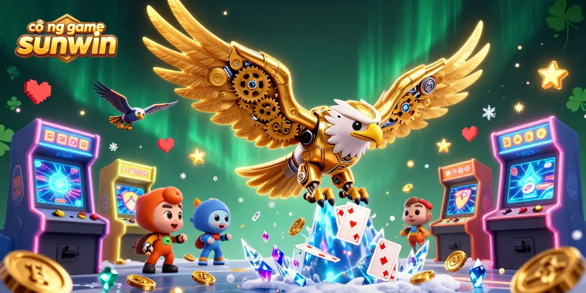 Experience the thrills at cổng game sunwin with this vibrant 3D arcade casino scene filled with action.