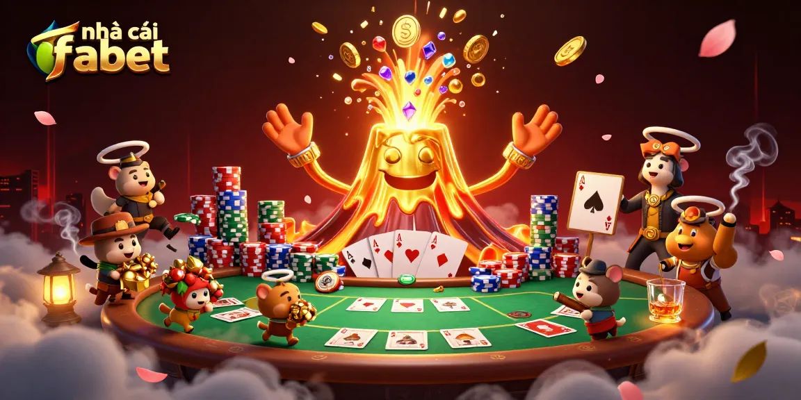 Experience thrilling wins with nhà cái fabet as a golden volcano erupts treasures at a vibrant casino.