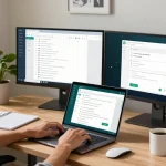Using WhatsApp網頁版 on a stylish modern desktop setup for efficient messaging.