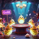 Experience the excitement of Cổng game Go88 with vibrant glowworms illuminating a casino scene.
