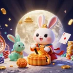 Xocdia game scene featuring a moon rabbit, poker chips, and dynamic casino elements